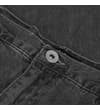 Thumbnail Close-up of grey wash jeans button waistband detail.